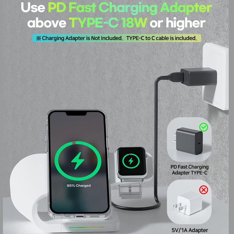 Magnetic wireless charger three -in -one fast filling Apple mobile phone/headset/iwatch DS00124