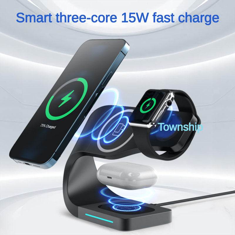 Magnetic wireless charger three -in -one fast filling Apple mobile phone/headset/iwatch DS00124