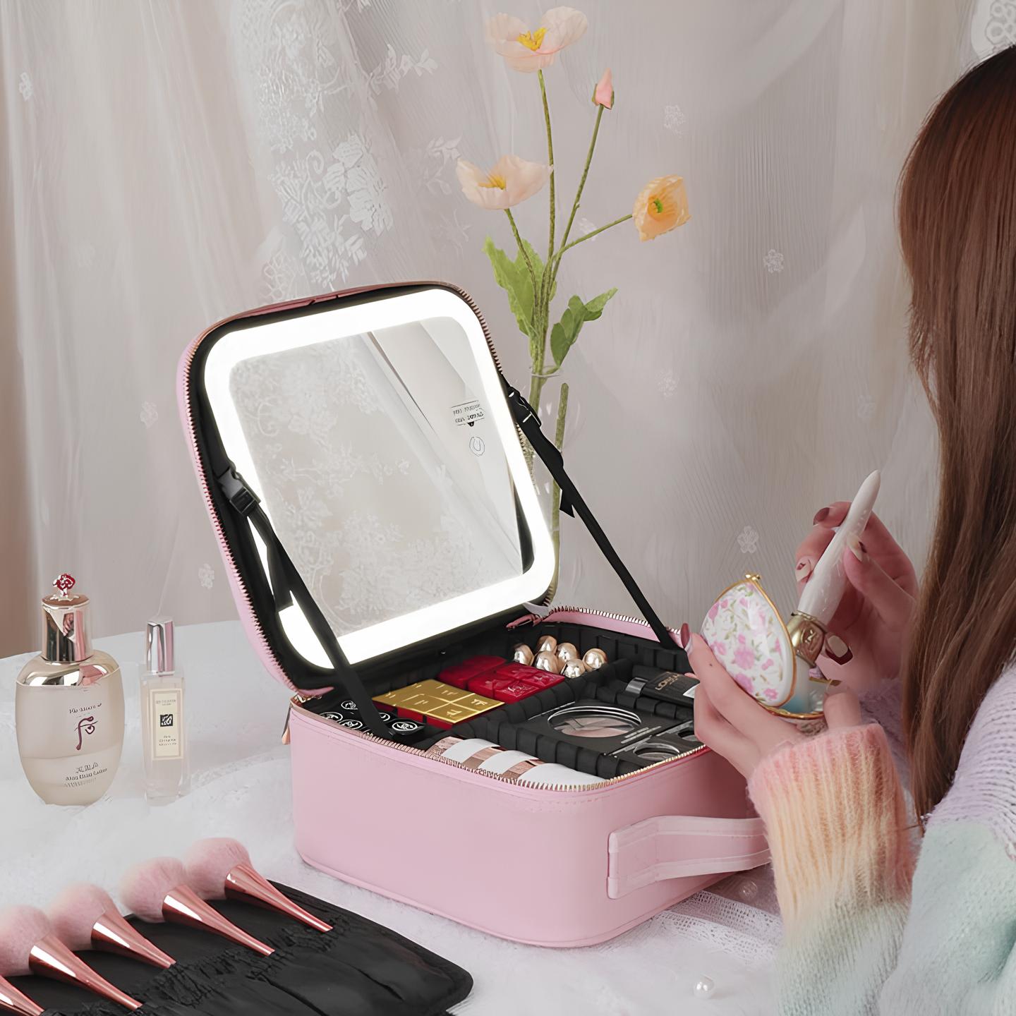 MAKEUP ORGANIZER CASE Multi-functional Makeup Bag with Mirror DS00129