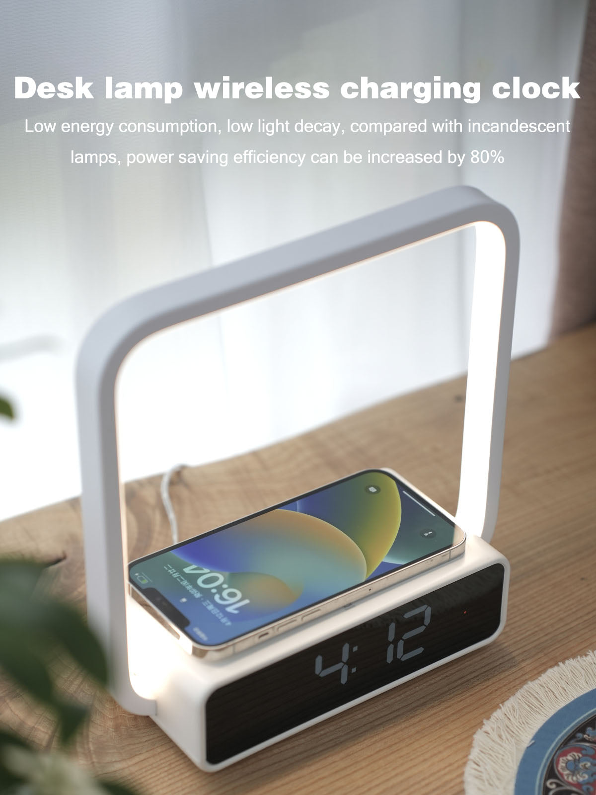 Bedside Lamp, Touch Table Lamp with Wireless Charger (Adapter with American 2 prong flat pin Plug ）DS00104