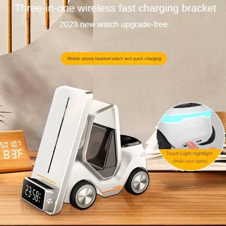 New desktop 3-in-1 wireless fast charging bracket car shape DS00052