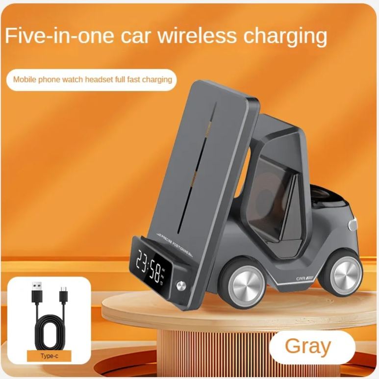 New desktop 3-in-1 wireless fast charging bracket car shape DS00052